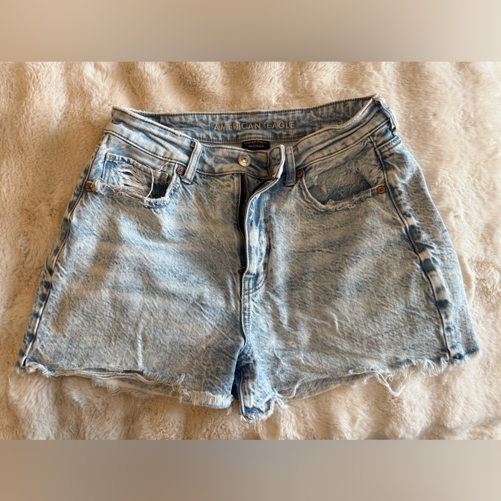 American Eagle Outfitters Light Wash Distressed Denim Shorts
